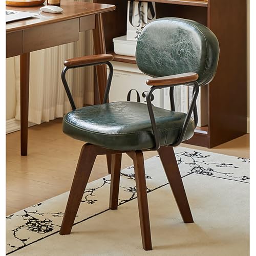 Bürostuhl Drehstuhl Kunstleder Polstersessel mit Holzbeinen, Mitte des Jahrhunderts modernes Design für kleine Räume von Generisch