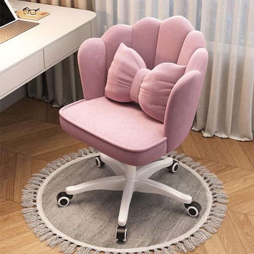 Bürostuhl aus Samt mit Rückenlehne und weich gepolstertem Polster, Ankleidehocker für Damen und Mädchen, Rosa Bürostuhl aus Samt mit Rückenlehne und weich gepolstertem Polster, Ankleidehocker für Damen und Mädchen, Rosa von Generisch