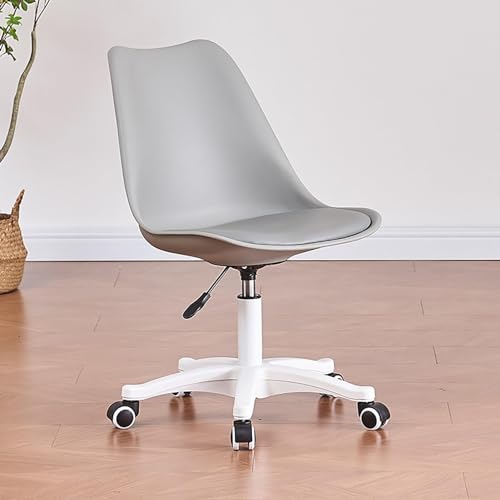 Bürostuhl aus transparentem Acryl, höhenverstellbar, drehbar, Schreibtischstuhl, ohne Armlehnen, ergonomischer Rollstuhl mit mittlerer Rückenlehne für Heimbüro, mit Sockel (Farbe: I) von Generisch