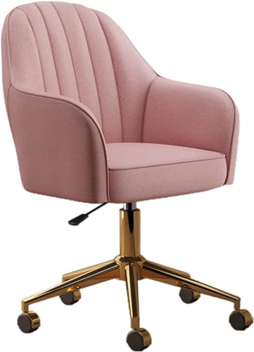 Bürostuhl mit goldenem Metallfuß, ergonomischer Computer-Arbeitsstuhl für Wohnzimmer, Schlafzimmer und Ankleidezimmer (Farbe: Rosa) von Generisch