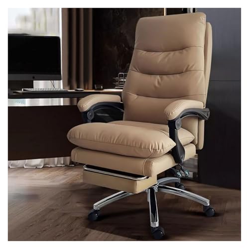 Bürostuhl mit hoher Rückenlehne, mit Fußstütze, verstellbaren Armlehnen und Gaming-Funktionen, Braun von Generisch
