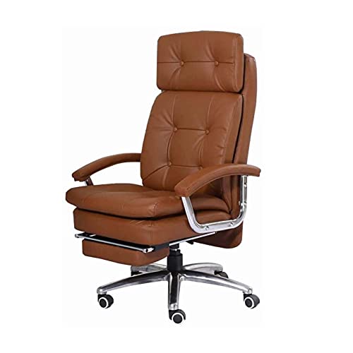 Bürostuhl mit hoher Rückenlehne aus Leder mit Fußstütze – ergonomischer Chefsessel für bequemes Arbeiten und Spielen von Generisch