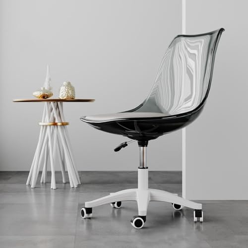 Bürostuhl ohne Armlehne mit Kissen und 360° Drehung - Transparente Rückenlehne und Hebefunktion für Home Office von Generisch