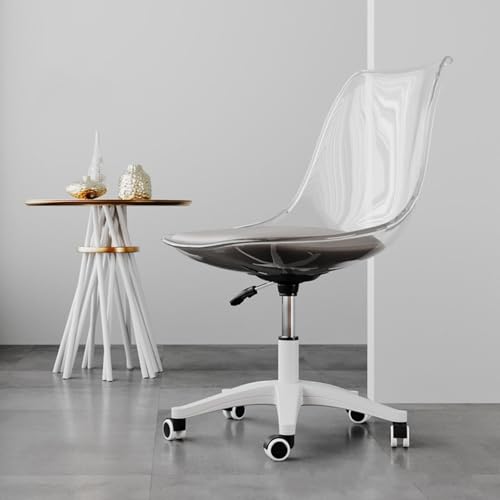 Bürostuhl ohne Armlehne mit Sitzkissen, 360° Drehung, transparente Rückenlehne und Hebefunktion für Home Office von Generisch