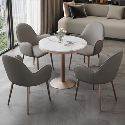 Bürotisch Rund Tisch Set mit 4 Stühlen 80cm Empfangstisch für Besprechungen Wohnzimmer Wohnung Balkon Küche Perfekt für Freizeit und Arbeitsbereiche Bürotisch Rund Tisch Set mit 4 Stühlen 80cm Empfangstisch für Besprechungen Wohnzimmer Wohnung Balkon Küche Perfekt für Freizeit und Arbeitsbereiche von Generisch