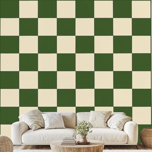 Buffalo Plaid Geometrische Selbstklebende Tapete Moderne Minimalistisch Geometrie Fototapete 3D Effekt 150x105 cm Panorama Schachbrettmuster Wandtapete Vliestapete Dekoration Wohnzimmer Schlafzimmer von Generisch