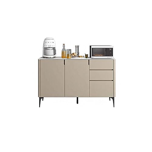 Buffetschrank Sideboard mit Weinaufbewahrung – Marmorplatte Arbeitsplatte, multifunktionales Design, Bauernhaus-Stil von Generisch