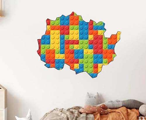 Building Blocks Toy Bricks Wall Sticker Decorative Wall Decals 3D Waterproof Vinyl Mural 67cmx52cm von Generisch