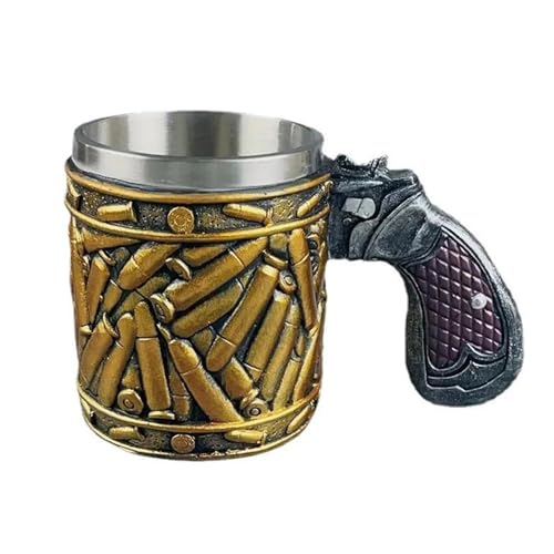 Bullet Bierkrug – 450 ml Revolverbecher, Edelstahl-Kaffee- und Biertrinkzubehör, Revolver-Kaffeetasse für , Clubs, Cafés, Zuhause und Camping, neuartiges Revolver-Design für einzigartige Getränke von Generisch