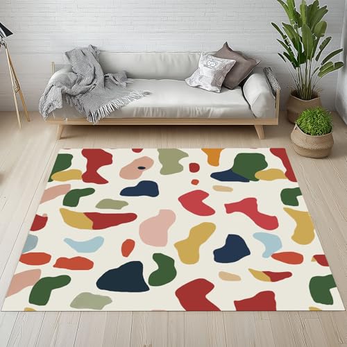 Bunt Geometrie Teppich Weicher Kurzflor 180 X 270 cm Abstrakte Malerei Carpet rutschfest Waschbarer Teppiche für Wohnzimmer Schlafzimmer Bürostuhl Kinderzimmer von Generisch
