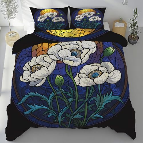 Bunt Glas Blumen Bettwäsche-Sets Weich Atmungsaktiv 200 x 200 cm Blühen Blumenmuster Bettbezug 2 Kissenbezug 80x80 cm Bettwäsche Mikrofaser Bügelfrei mit Reißverschluss Bunt Glas Blumen Bettwäsche-Sets Weich Atmungsaktiv 200 x 200 cm Blühen Blumenmuster Bettbezug 2 Kissenbezug 80x80 cm Bettwäsche Mikrofaser Bügelfrei mit Reißverschluss von Generisch