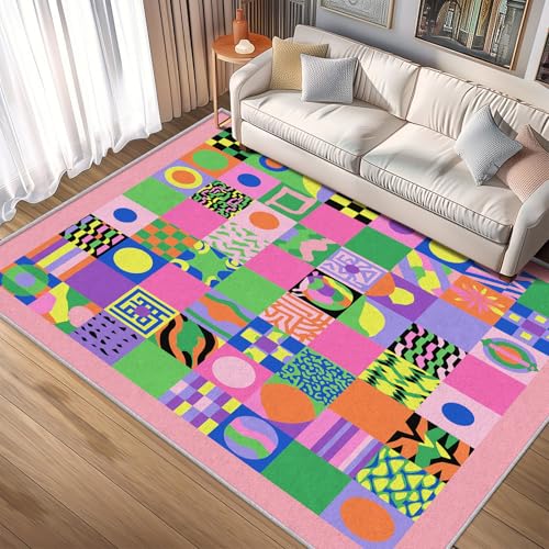 Bunt Schachbrett Teppich Groß Wohnzimmer 200x300 Waschbar Mit Muster Geometrisches Patchwork Retro Teppiche Gegend Schlafzimmer Deko & Wohnaccessoires, Kurzflor Teppich Weich rutschfest, FD1995 Bunt Schachbrett Teppich Groß Wohnzimmer 200x300 Waschbar Mit Muster Geometrisches Patchwork Retro Teppiche Gegend Schlafzimmer Deko & Wohnaccessoires, Kurzflor Teppich Weich rutschfest, FD1995 von Generisch