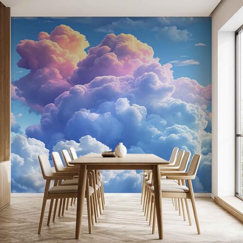 Bunte Wolken Fantasie Rosa Tapete Selbstklebende Fototapete Landschaft Natur Pastell Tapeten Moderne Abstrakt Wandtapete Vinyl Wasserdicht Wandaufkleber für Wohnzimmer Schlafzimmer Küchen 250x175 cm von Generisch