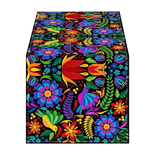 Bunte mexikanische Tischdecke – Datura Vintage Tischläufer, dekorativer Altarschmuck | Traditionelle Esszimmerwäsche für Partys, Feiern, Feiern von Generisch