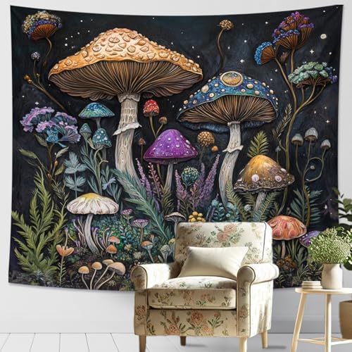 Bunter Pilz-Wandteppich, lebendige Shrooms und Flora, fantasievolle Tapisserie-Dekoration für Schlafzimmer, Wohnzimmer, böhmischer Stil, von der Natur inspirierte Kunst, 203 x 152 cm Bunter Pilz-Wandteppich, lebendige Shrooms und Flora, fantasievolle Tapisserie-Dekoration für Schlafzimmer, Wohnzimmer, böhmischer Stil, von der Natur inspirierte Kunst, 203 x 152 cm von Generisch