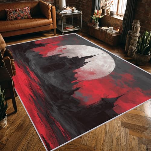 Burg Teppich Groß Wohnzimmer 200x300 Waschbar Mit Muster Rot Grau Mond Teppiche Gegend Schlafzimmer Deko & Wohnaccessoires, Kurzflor Teppich Weich rutschfest, FD4326 Burg Teppich Groß Wohnzimmer 200x300 Waschbar Mit Muster Rot Grau Mond Teppiche Gegend Schlafzimmer Deko & Wohnaccessoires, Kurzflor Teppich Weich rutschfest, FD4326 von Generisch