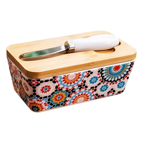 Butterdose,Keramik Butterdose Mit Deckelschneider Für Die Arbeitsplatte | Luftdichter Küchenbehälter Für Nüsse Snacks Streichcremes Dips Im Landhausstil Butterdose,Keramik Butterdose Mit Deckelschneider Für Die Arbeitsplatte | Luftdichter Küchenbehälter Für Nüsse Snacks Streichcremes Dips Im Landhausstil von Generisch