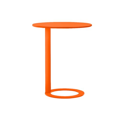 C-förmiger Beistelltisch für Wohnzimmer, Nachttisch, Laptoptisch, runder Sofa, Beistelltisch mit Metallrahmen, kompaktes Design für kleine Räume (48 x 74 cm, Orange matt) von Generisch