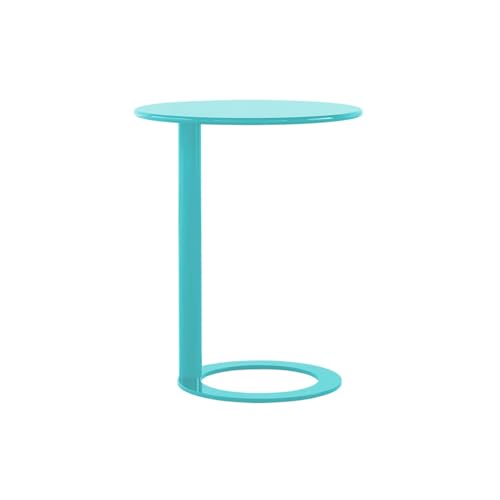 C-förmiger Beistelltisch für Wohnzimmer, Nachttisch oder Sofa, runder Couchtisch mit Metallrahmen, perfekt für kleine Räume, modernes und stilvolles Design (48 x 56 cm, schwarz glänzend) von Generisch