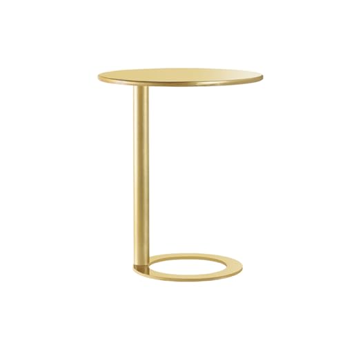 C-förmiger Beistelltisch für Wohnzimmer, Nachttisch oder Sofa, runder Couchtisch mit Metallrahmen, perfekt für kleine Räume, modernes und stilvolles Design (48 x 56 cm, schwarz glänzend) von Generisch