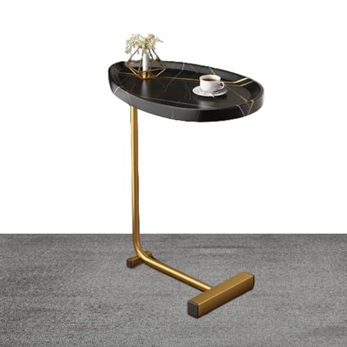 C-förmiger Couchtisch - Seitlicher Couchtisch | Schiebe-Sofatisch mit Metallrahmen, Teetisch am Ende des Sofas, rustikaler Teetisch mit Nachttisch von Generisch
