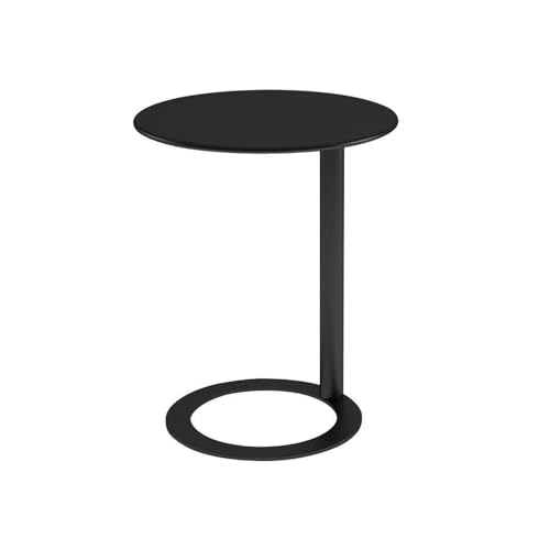 C-förmiger Sofa-Beistelltisch, moderner Metallrahmen, Beistelltisch für Wohnzimmer & Schlafzimmer, runder Couchtisch für kleine Räume, Nachttisch, Laptop, Bürotisch, Hochglanz-Finish von Generisch