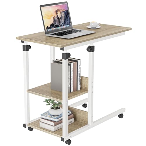 C-förmiger mobiler Beistelltisch mit Höhenverstellung, rollbarer Laptoptisch, 2-stöckige Aufbewahrungsregale für kleinen Raum Wohnzimmer und Schlafzimmer C-förmiger mobiler Beistelltisch mit Höhenverstellung, rollbarer Laptoptisch, 2-stöckige Aufbewahrungsregale für kleinen Raum Wohnzimmer und Schlafzimmer von Generisch