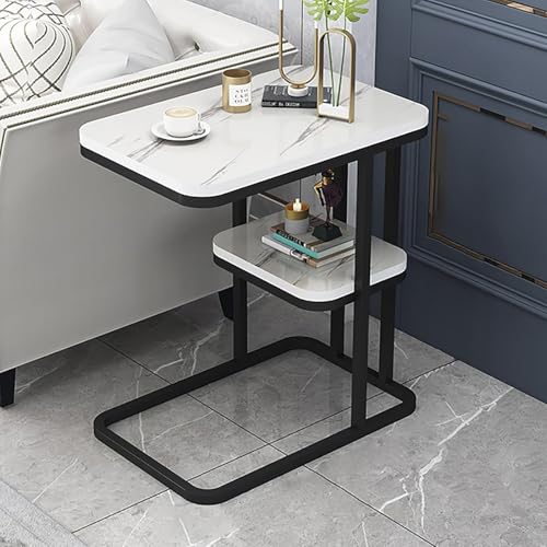 C-förmiger schmaler Beistelltisch – moderner Metallrahmen, Sofa-Beistelltisch, platzsparender Couchtisch für Wohnzimmer oder Schlafzimmer, perfektes Snack- und TV-Tablett für kleine Räume von Generisch