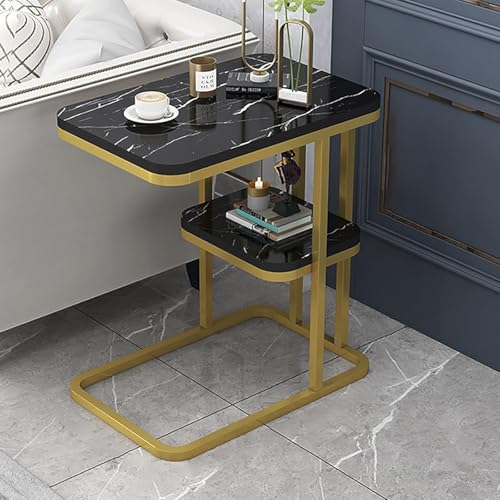 C-förmiger schmaler Beistelltisch – moderner schmaler Sofa-Beistelltisch mit Metallrahmen, idealer Couchtisch für kleine Räume, vielseitiges Snack- und TV-Tablett für Wohnzimmer oder Schlafzimmer von Generisch