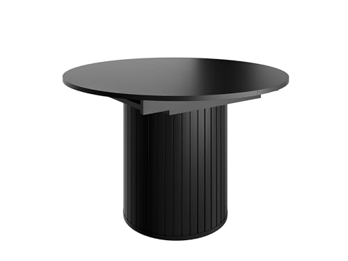 CANTE ZA9 Esstisch rund ausziehbar 120–160 cm | Säulentisch mit Lamellen | Schwarz von Generisch