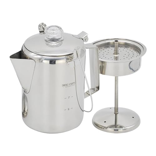 Camping Perkolator Kaffeekanne | Perkolator Kaffeekanne | Outdoor Perkolator Kaffeekanne | Camping Kaffee Perkolator | Edelstahl Camping Kaffeekanne Mühelose Kaffeezubereitung für den Außenbereich von Generisch