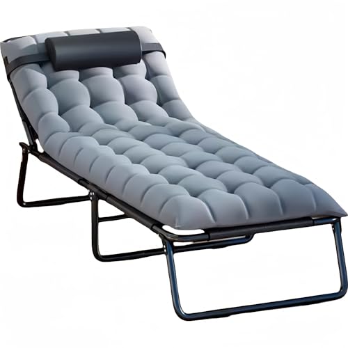 Campingbett für Erwachsene - Tragbares Faltbares Bett mit Kissen, Stahlrahmen, Oxford-Tuchoberfläche für Camping, Garten, Terrasse und Innenbereich von Generisch