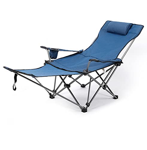 Campingstuhl mit klappbarer Fußstütze, verstellbarer Rückenlehne, tragbares Liegestuhl-Design, inklusive Kissen und Getränkehalter für Strand und Außenbereich von Generisch