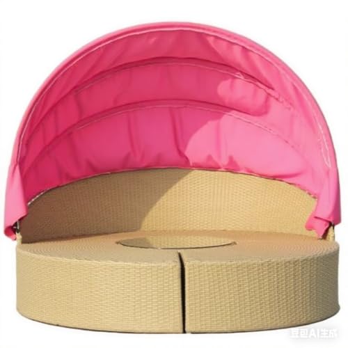 Canopy Ersatz Für Runde Sonneninsel – Überdachung Für Rattan-Gartenbett Im Außenbereich – Robuste, Wasserfeste & Sonnenschützende Ersatzabdeckung-pink von Generisch