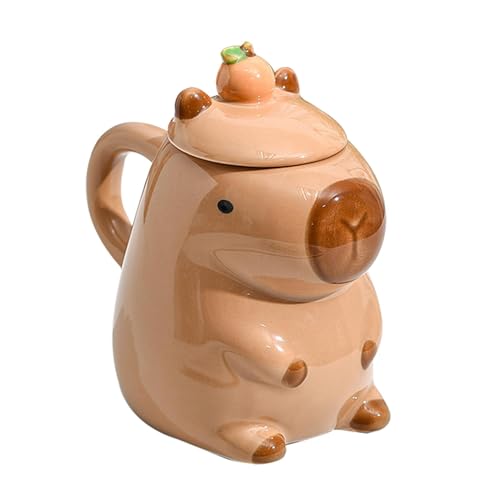 Capybara Tasse, Süße Wasserschwein Kaffeebecher, Süße Tasse Aus Keramik Capybara Kaffeebecher Capybara Becher, Capybara Keramik Tasse Mit Deckel Für Kaffee, Milch Und Tee von Generisch