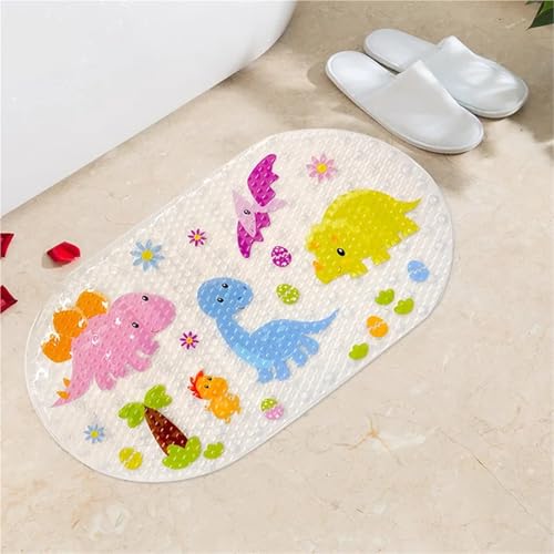 Cartoon PVC Bath Mat Shower Pad with Suction Cups, Soft Massage Bathroom Carpet for Kids, Multi-Color(Transparent Dinasour) von Generisch