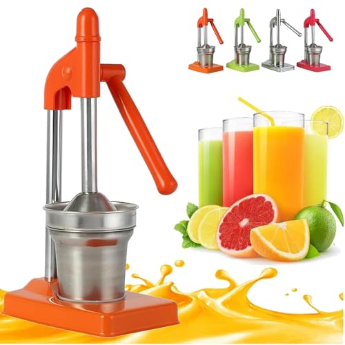 Cast Iron Juicer Hand Press, Heavy Duty Countertop Lime Citrus Crush, Self-Weighted Pressure Rod, Professional Heavy Duty Hand Press with Non-Skid Cup Base for Home and Kitchen (Orange) von Generisch