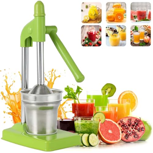 Cast Iron Juicer Hand Press, Heavy Duty Manual Citrus Juicer with Stainless Steel, Lemon Orange Lime Squeezer for Fresh Juice, Easy to Clean, Countertop Fruit Press for Home, Kitchen, Bar Use (Green) von Generisch