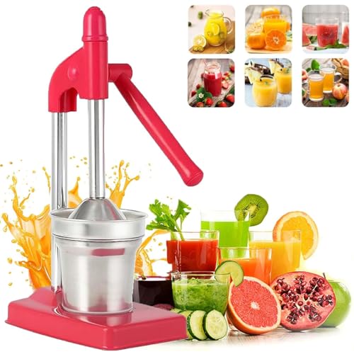 Cast Iron Juicer Hand Press, Heavy Duty Manual Citrus Juicer with Stainless Steel, Lemon Orange Lime Squeezer for Fresh Juice, Easy to Clean, Countertop Fruit Press for Home, Kitchen, Bar Use (Red) von Generisch