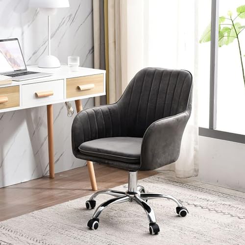 Casual Home Office Schreibtisch – Mobiler Drehstuhl mit Umlenkrolle, flauschiger Samtstoff für Schlafzimmer, bequemer Arbeitsschreibtisch für Studenten, stilvolle und funktionale Arbeitsplatzmöbel von Generisch