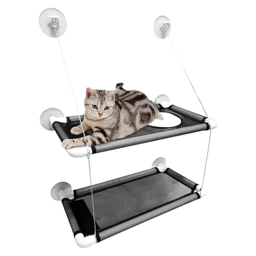 Cat -Fensterstange - Stabile Lautstärke, transparent montierte Kante | Multifunktionale Katzen -Entspannung, abnehmbare sichere Saugplattform, Leichtes atmungsaktives PET Rasting Spot Installation von Generisch