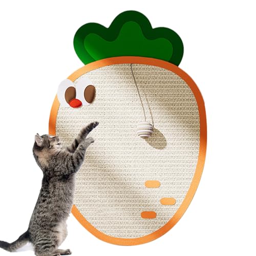 Cat Scratcher, Non-Shedding Cats Pad, Carrot Shape Sisal Kitten Paw Scratcher Wall Mount with Ball, Wear Resistant Scratch Pads for Home, Dorms, Apartments, Sofa Protection, and Puppy Play von Generisch
