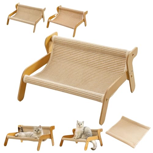 Cat Scratcher Couch,Upgrade and Enlarge 2-in-1 Cat Scratch Pad and Lounger, Wear-Resistant,Breathable Fabric,High Load-Bearing Pet Wavy Rocker with Replacement Pads,for Indoor Cats (with pad-a) von Generisch