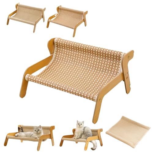 Cat Scratcher Couch,Upgrade and Enlarge 2-in-1 Cat Scratch Pad and Lounger, Wear-Resistant,Breathable Fabric,High Load-Bearing Pet Wavy Rocker with Replacement Pads,for Indoor Cats (with pad-b) von Generisch