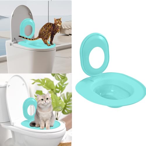Cat Toilet Trainer Kit Katzen-Toilettentrainer tragbares Trainingssystem zum eingewöhnen Ihrer Katze an das WC Katzen WC-Sitz Toiletten Training System Katzentoilette Katzenklo Toilettensitz (Blau) von Generisch