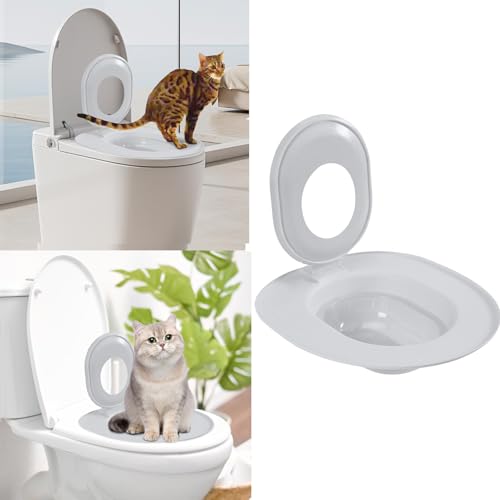 Cat Toilet Trainer Kit Katzen-Toilettentrainer tragbares Trainingssystem zum eingewöhnen Ihrer Katze an das WC Katzen WC-Sitz Toiletten Training System Katzentoilette Katzenklo Toilettensitz (Grau) von Generisch