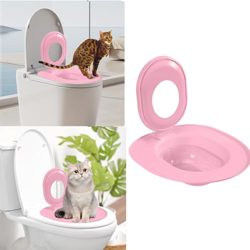 Cat Toilet Trainer Kit Katzen-Toilettentrainer tragbares Trainingssystem zum eingewöhnen Ihrer Katze an das WC Katzen WC-Sitz Toiletten Training System Katzentoilette Katzenklo Toilettensitz (Rosa) von Generisch