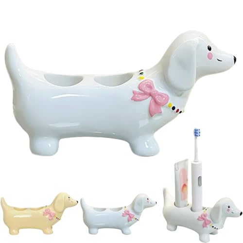 Ceramic Dachshund Toothbrush Holder,Cute Dachshund-Shaped Electric Toothbrush Holder,Personalized Creative Tooth Brush Holders for Bathroom Home Decoration Ceramic Dachshund Toothbrush Holder,Cute Dachshund-Shaped Electric Toothbrush Holder,Personalized Creative Tooth Brush Holders for Bathroom Home Decoration von Generisch