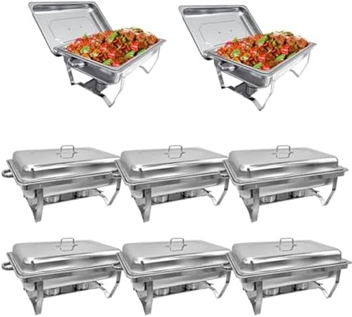 Chafing Dish Buffet-Set aus Edelstahl, 6er-Pack, 9-l-Speisenwärmer mit Abdeckungen und Klappständer – ideal für Partys, Catering und Buffets Chafing Dish Buffet-Set aus Edelstahl, 6er-Pack, 9-l-Speisenwärmer mit Abdeckungen und Klappständer – ideal für Partys, Catering und Buffets von Generisch