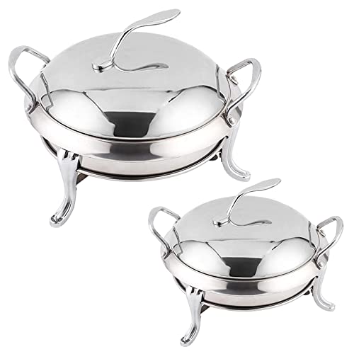 Chafing Dish Set – Edelstahl Buffet Server mit Lebensmittelpfanne, Brennstoffhalter und Deckel für Restaurant und Party, 2 Stück von Generisch